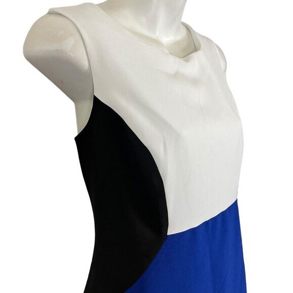 Evan Picone Black Label Womens Blue Cobalt Colorblock Sheath Career Dress sz 12 - Picture 2 of 16